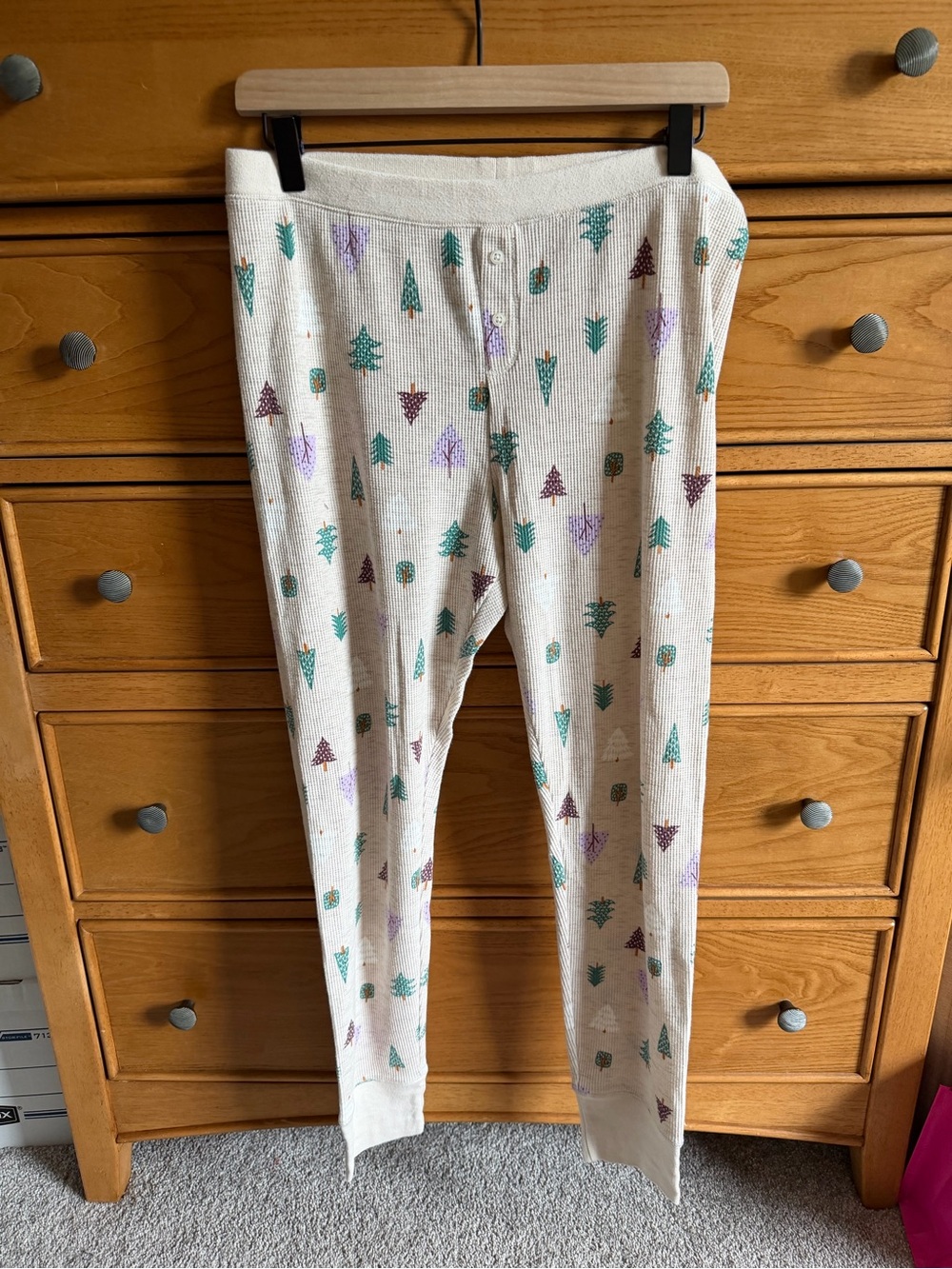 Old Navy Winter Print Thermal Waffle-Knit Legging Pajama Pant Womens Size Large